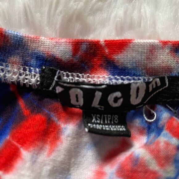 Volcom Tie Dye Red White & Blue Top Size XS - Picture 4 of 6